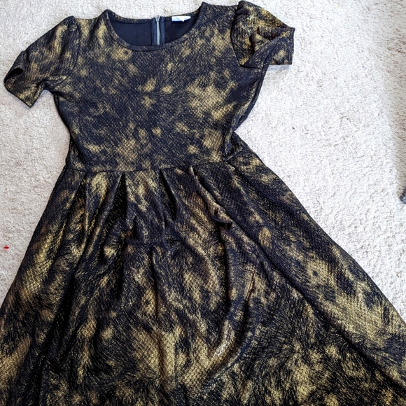 LuLaRoe Black/Gold Dress - Picture 1 of 5